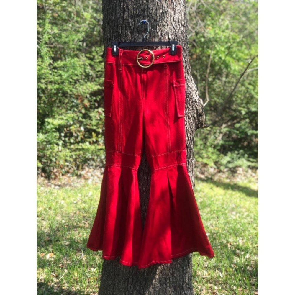 Handmade Red Flare Pants